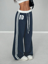 Numeric Print Waistband Patchwork Pants